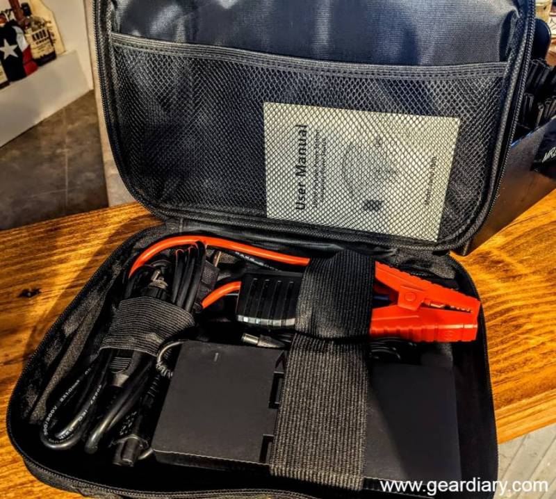 The VTOMAN Jump 1000 includes a handy storage case for the included cables