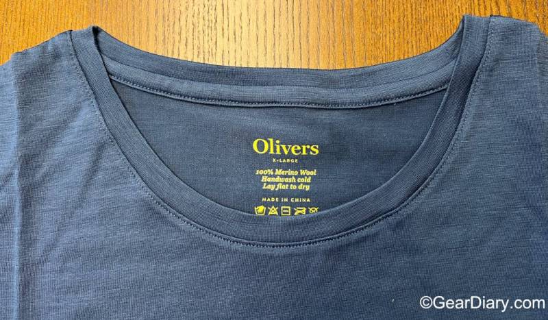 The printed care label in the Olivers Apparel Convoy Tee