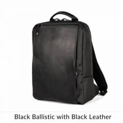 Waterfield Sutter Slim Laptop Backpack in black ballistic with black leather