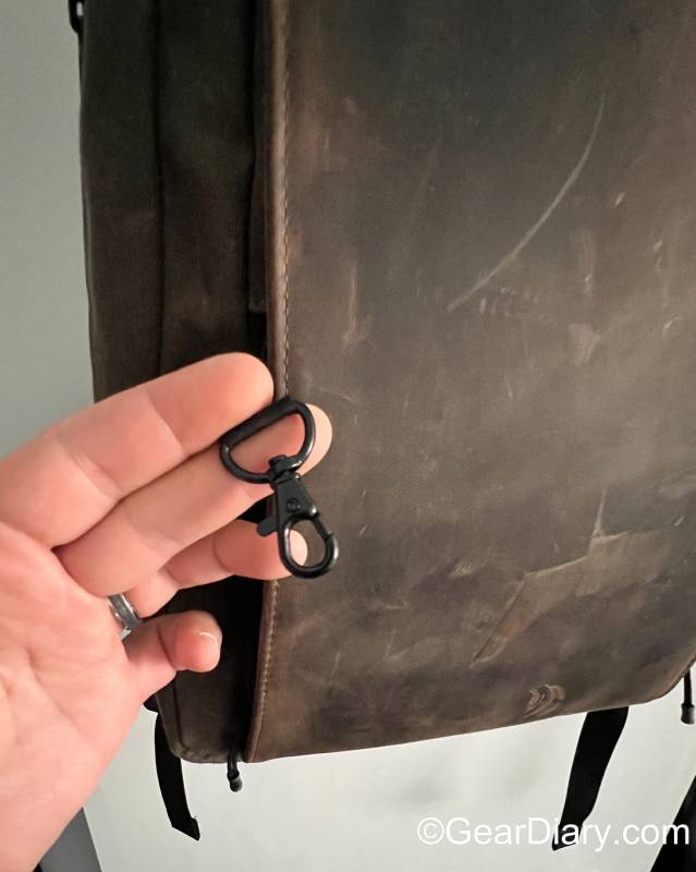 Key clip on the Waterfield Sutter Slim Laptop Backpack
