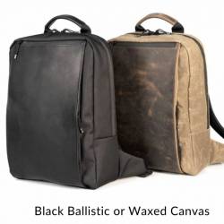 Waterfield Sutter Slim Laptop Backpack in black ballistic or waxed canvas