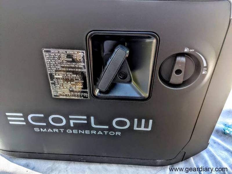 The pull-cord and switch on the EcoFlow Smart Generator
