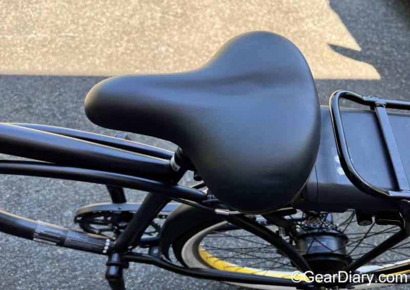 The Swagtron EB11 Electric Cruiser Bicycle's seat