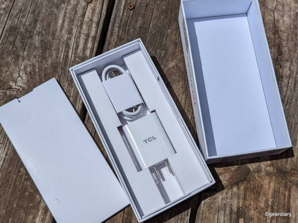 the charger and cable in the TCL Stylus 5G retail box