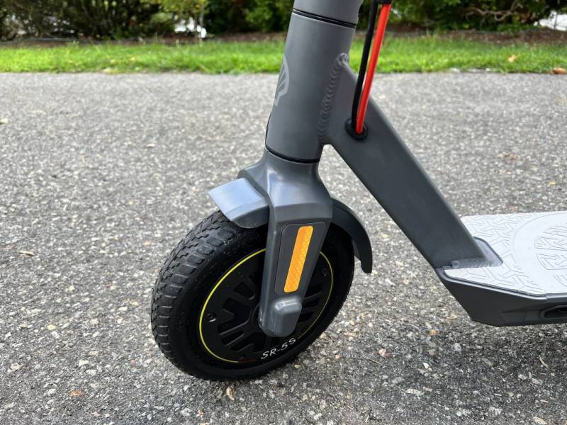 Front wheel of the Shell Ride SR-5S Electric Scooter