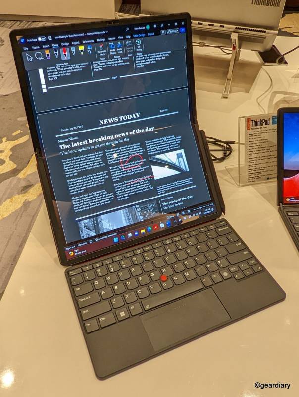 Lenovo Next-Gen ThinkPad X1 Fold in portrait mode