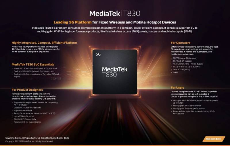 MediaTek T830 Infographic