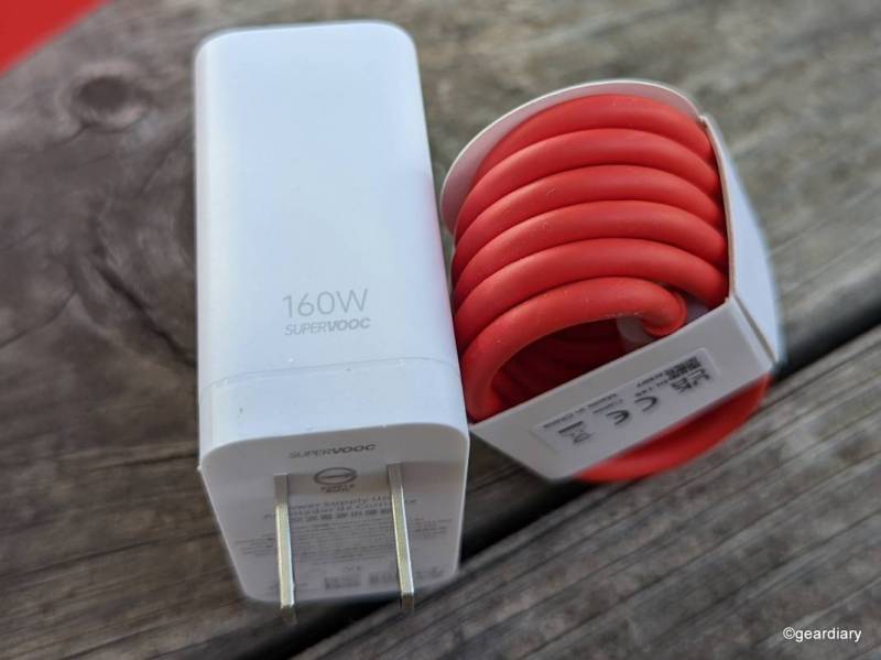 The OnePlus 10T 5G's included 160W SUPERVOOC wall charger and Type-C cable