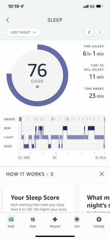 Amazon Halo View app sleep screen