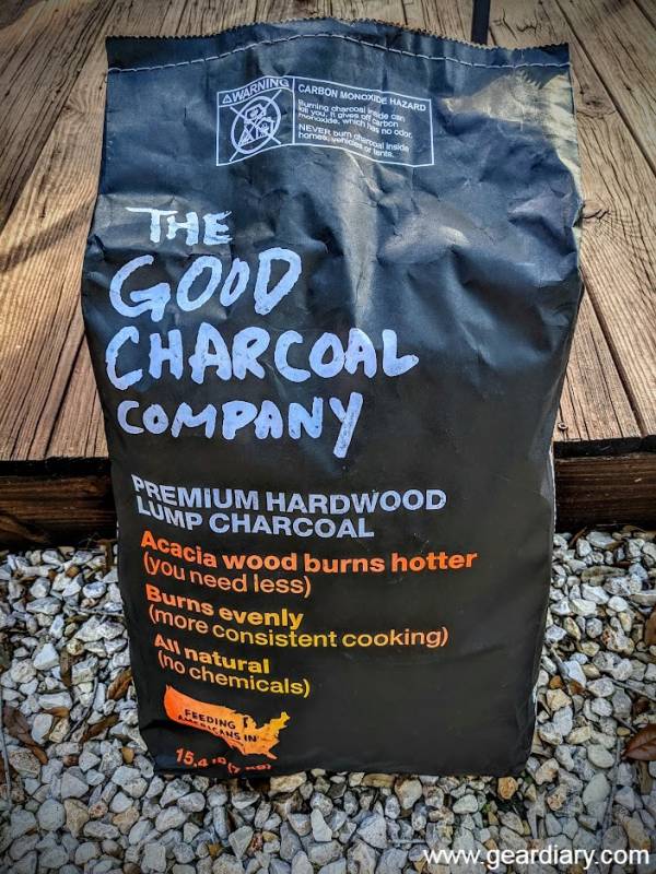 A bag of The Good Charcoal Company premium hardwood lump charcoal