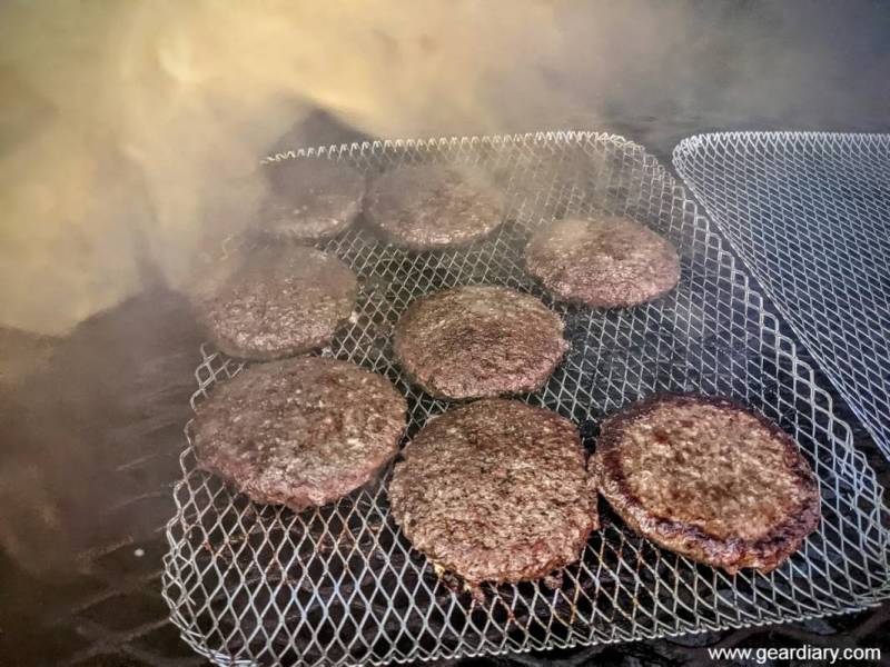 Cooking burgers with The Good Charcoal Company charcoal