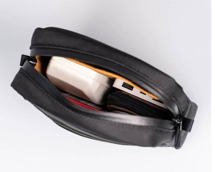 Min compartment of the WaterField Essential Crossbody Pouch