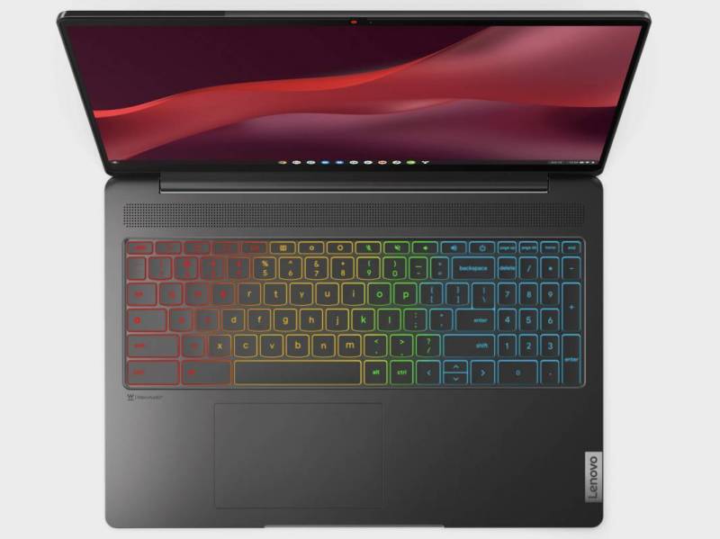 The IdeaPad Gaming Chromebook has a colorful RGB keyboard