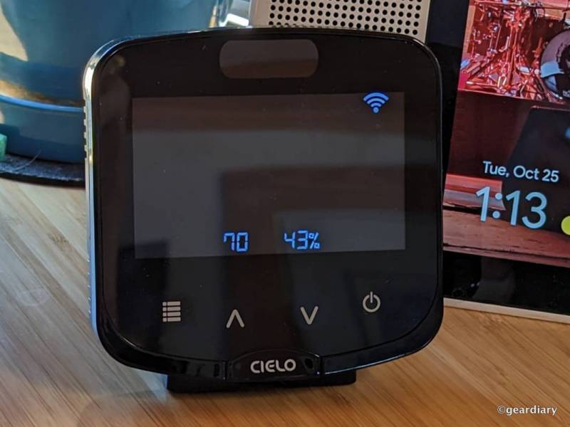 When turned off, the Cielo Breez Plus will display the room's temperature and the humidity.