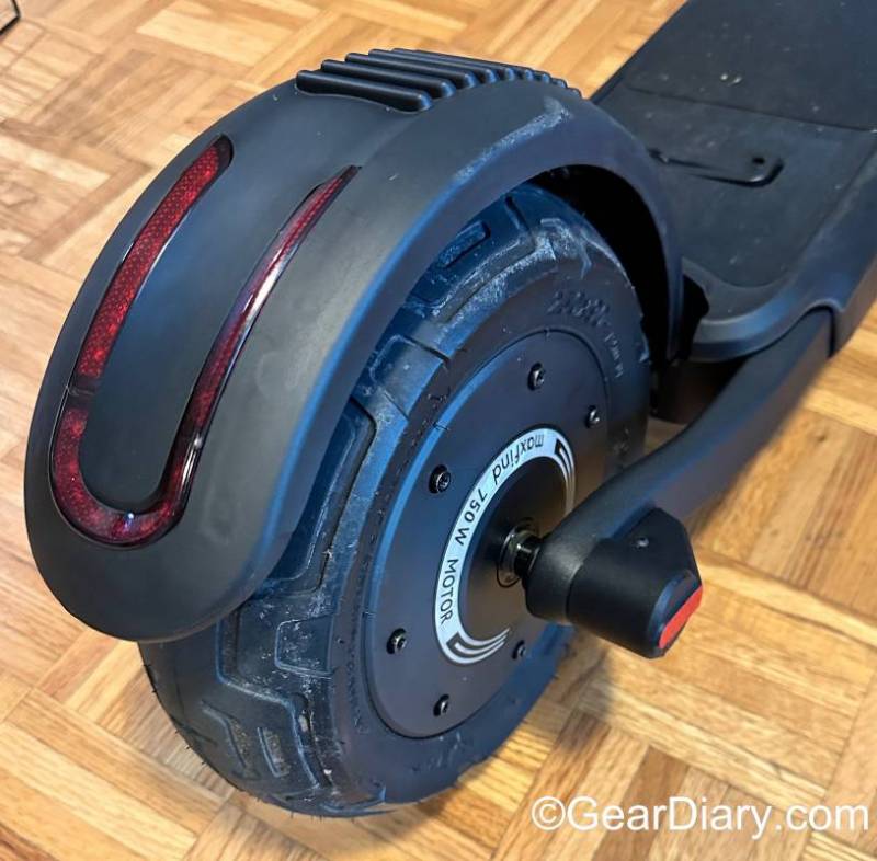 The rear wheel and brake light on the MaxFind G5 Pro