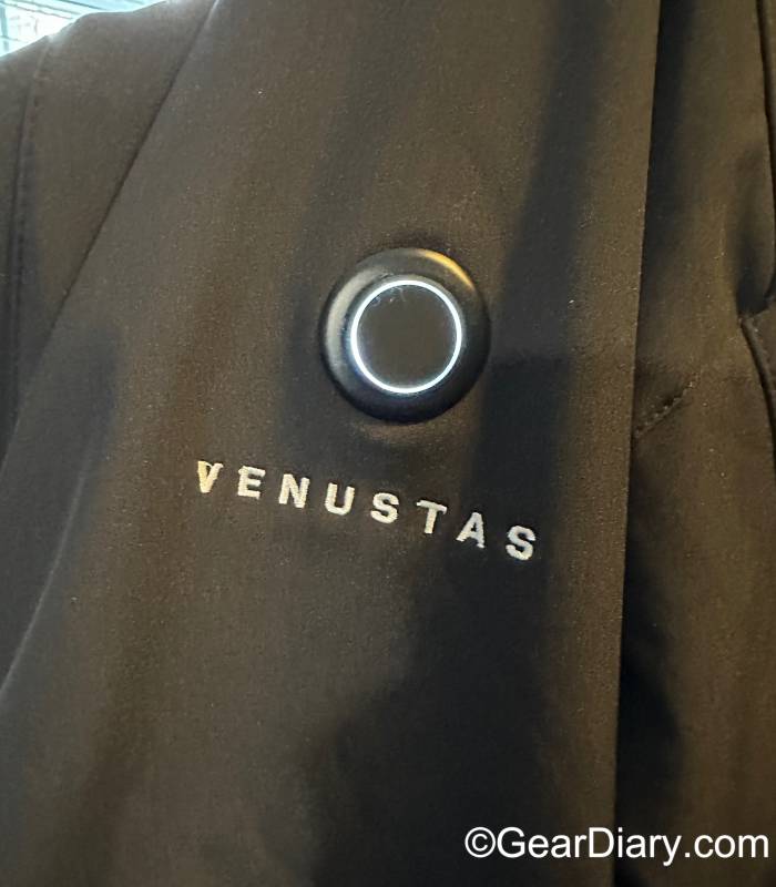 The power button on the Venustas Heated Jacket 7.4V