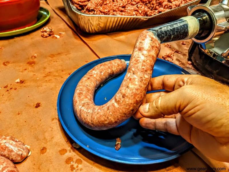 Making sausage with the Aaobosi Electric Meat Grinder