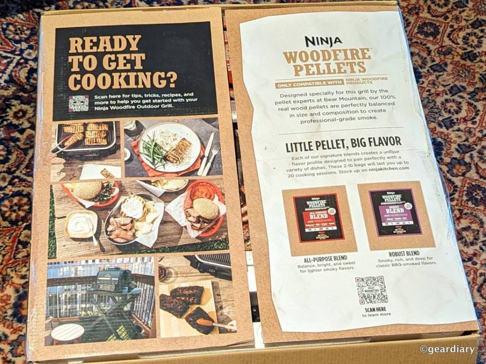 Inside view of the Ninja Woodfire Outdoor Grill retail box