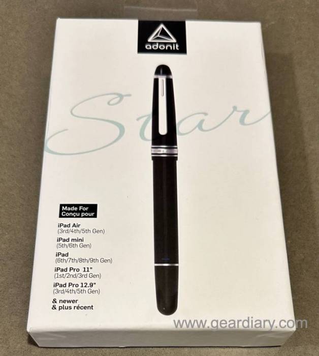 The Adonit Star Stylus in its retail box.