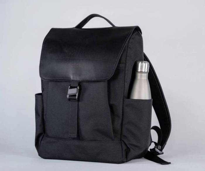 The WaterField Miles Laptop Backpack has a rectangular base so it can stand on its own