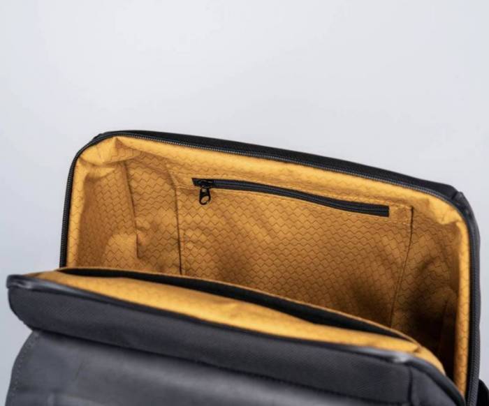 The zippered interior pocket on the WaterField Miles Laptop Backpack