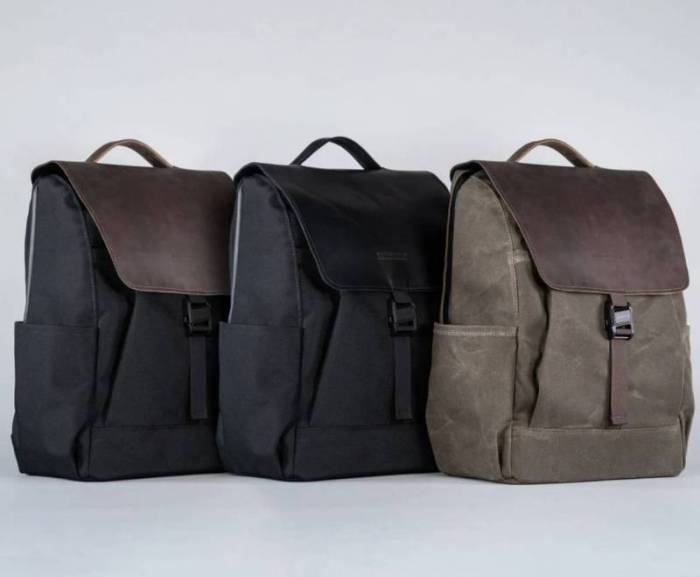 Different colorways for the WaterField Miles Laptop Backpack