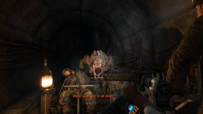 Hostile creatures attacking in the game "Metro 2033 Redux"