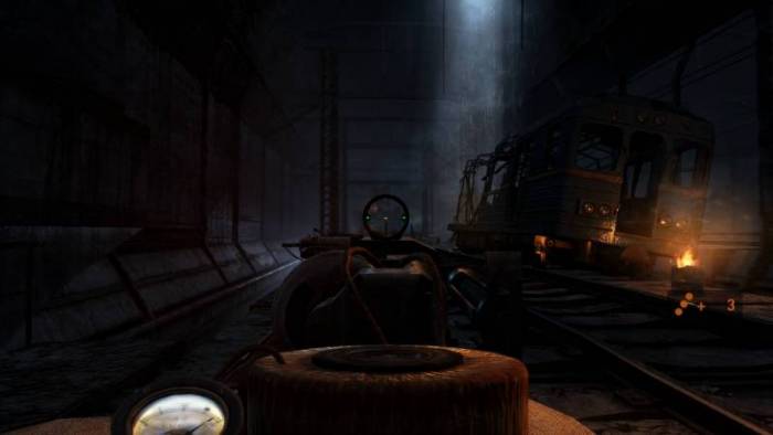 A dark scene in the game "Metro 2033 Redux"