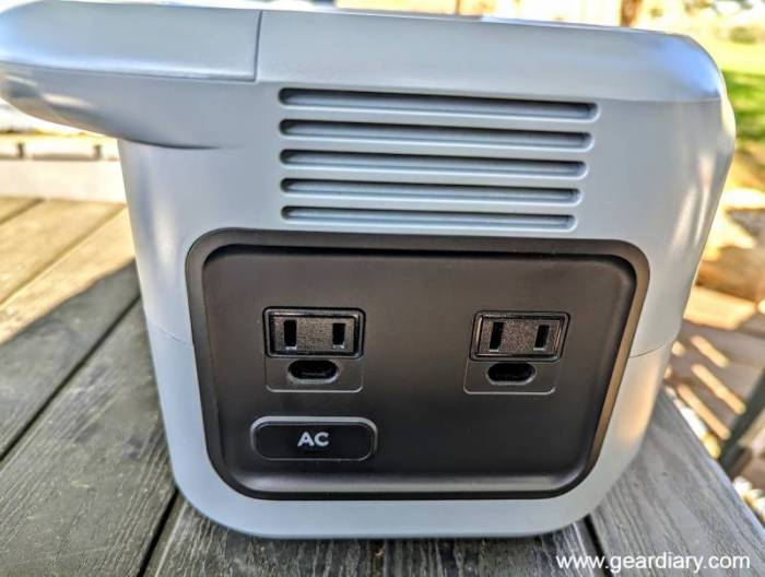 The right side of the Litheli B600 Portable Power Station has two AC ports