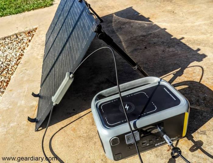 The Litheli B600 Portable Power Station with solar panels installed