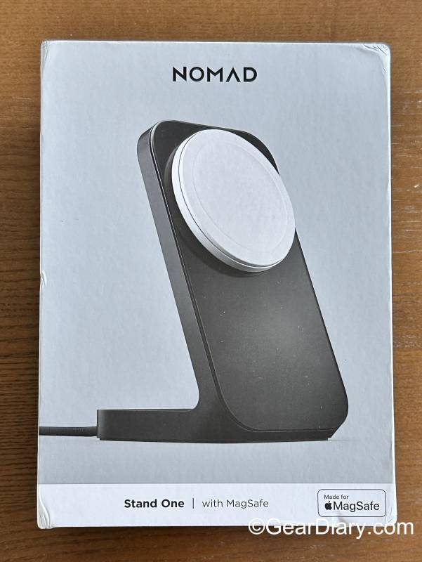 The Nomad Stand One MagSafe Charger retail box
