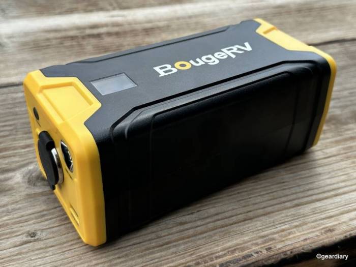 The side of the BougeRV 220Wh Portable Power Station