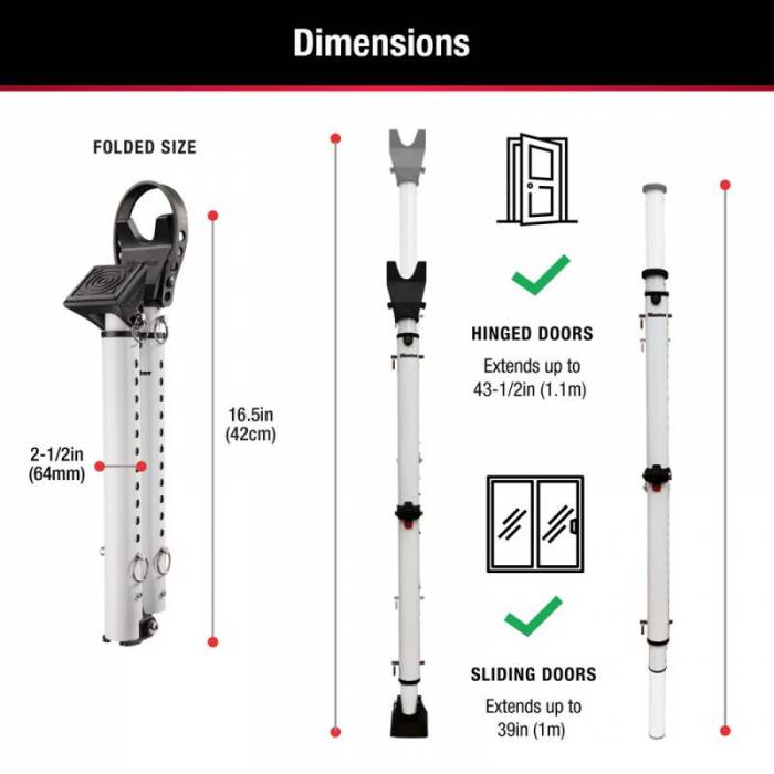 Master Lock Folding Door Security Bar dimensions