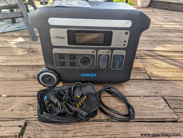 Anker PowerHouse 767 with the included cables and accessory bag