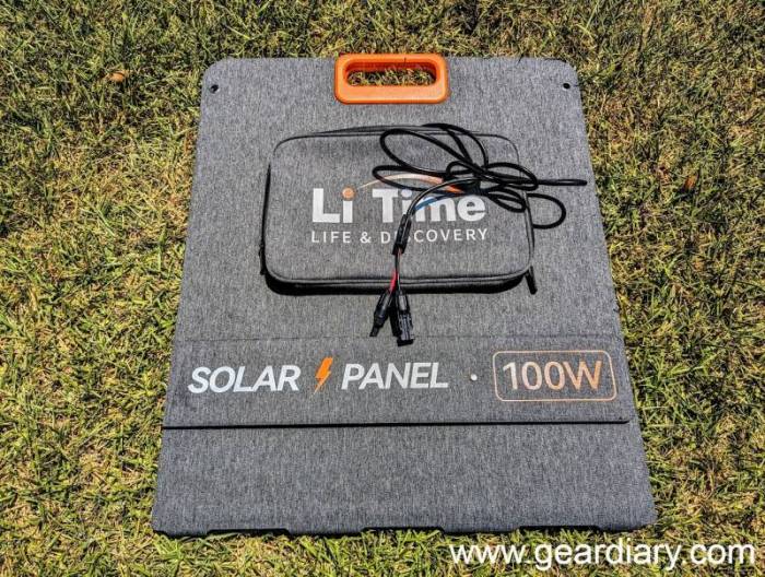 LiTime 100-Watt Monocrystalline Portable Solar Panel storage pocket