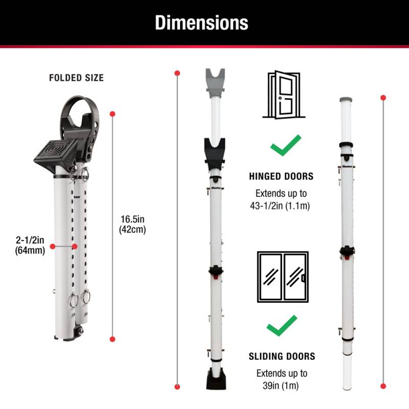 Master Lock 270D Folding Door Security Bar dimensions