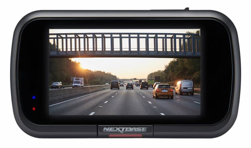 Nextbase 322GW Dash Cam display showing a highway scene