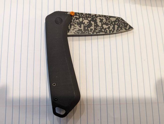 A tanto-style blade on a Husky pocket knife