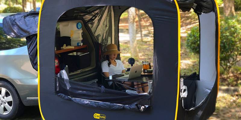 This $320 CARSULE Pop-Up Tent Turns Your Car Into an Outdoor Living Space