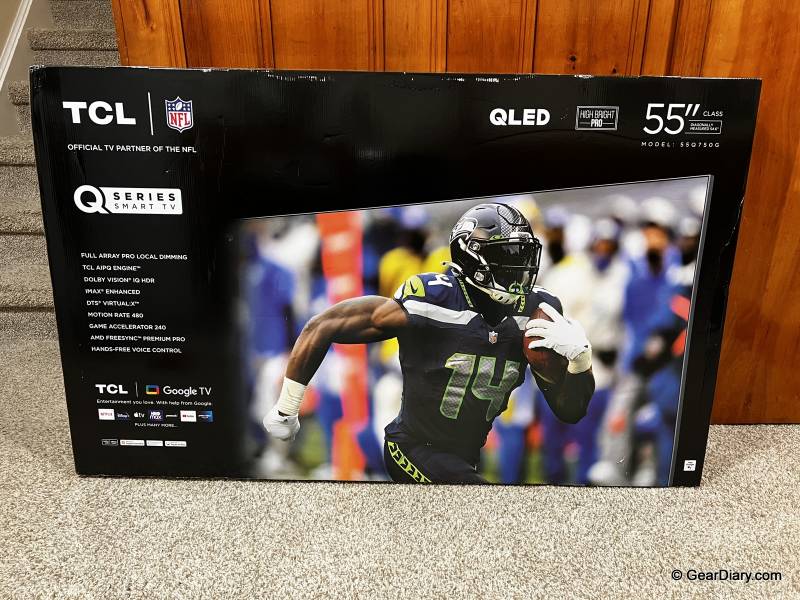 55" TCL Q7 4K QLED HDR Smart TV with Google TV in retail box