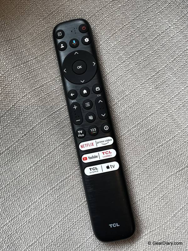 The 55" TCL Q7 4K QLED HDR Smart TV with Google TV's remote