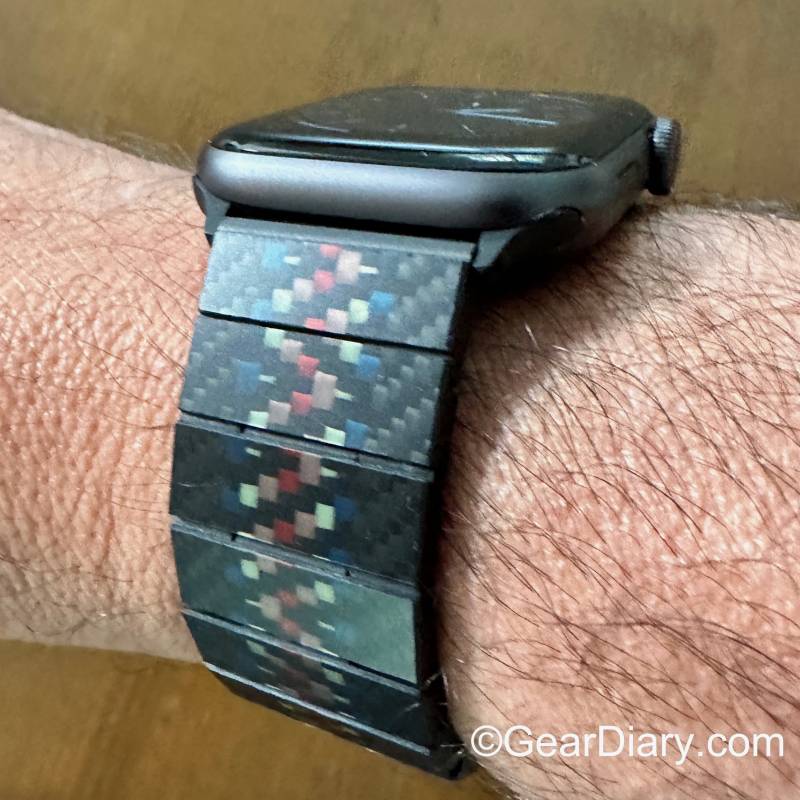 Pitaka Carbon Fiber Apple Watch Band (Rhapsody Version) on an Apple Watch