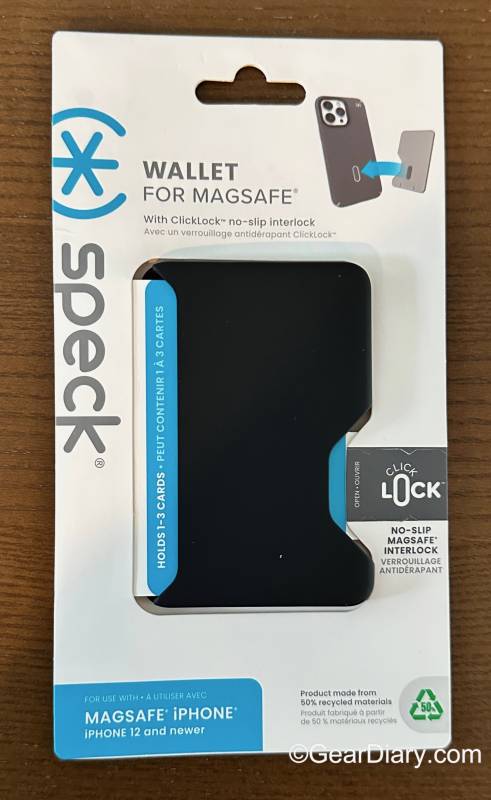 Speck ClickLock Wallet for MagSafe retail packaging