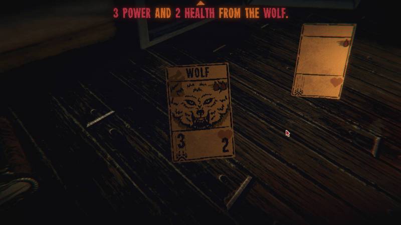 Inscryption: "3 Power and 2 Health from the Wolf"