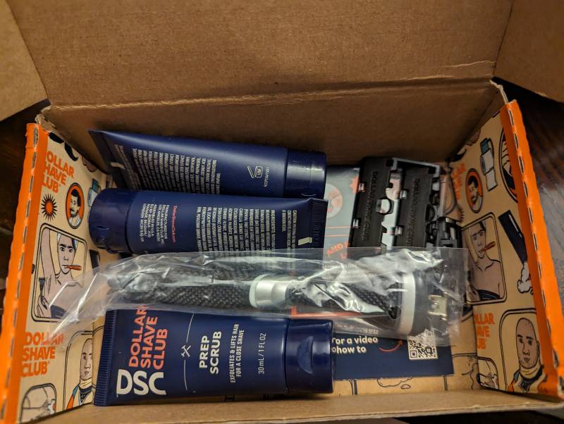 Dollar Shave Club Ultimate Shave Trial Kit in shipping box