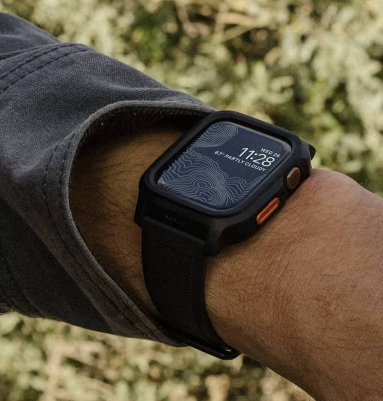 Nomad Rugged Case for Apple Watch on a mans wrist