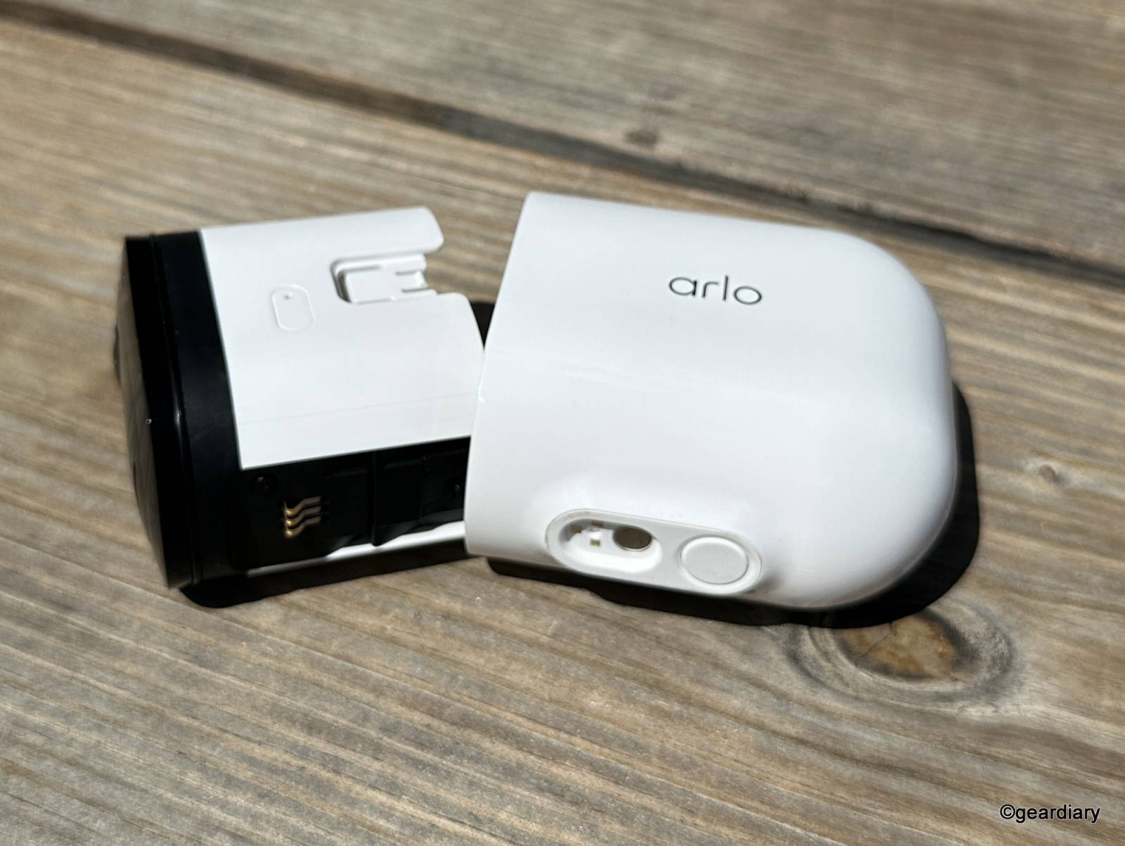 Battery compartment on the Arlo Pro 5S 2K Wireless Security Camera