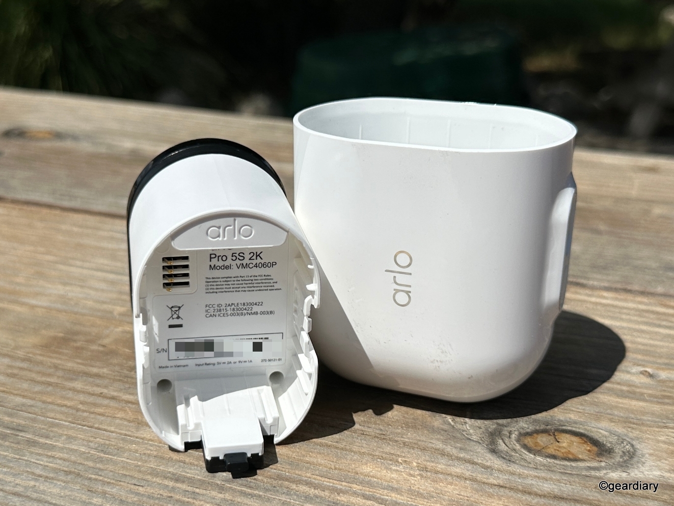 Battery compartment on the Arlo Pro 5S 2K Wireless Security Camera