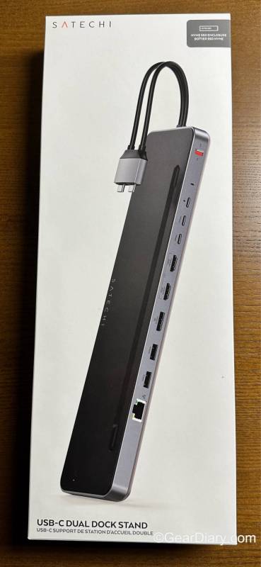 Satechi USB-C Dual Dock Stand in retail box