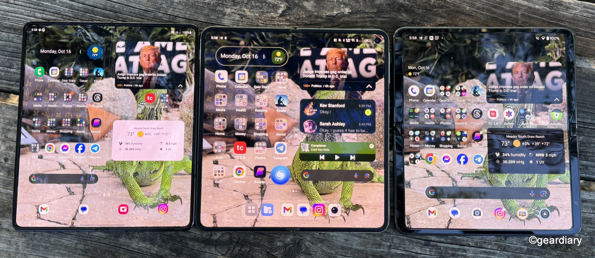 From left to right: The Samsung Galaxy Z Fold5, the OnePlus Open, and the Google Pixel Fold
